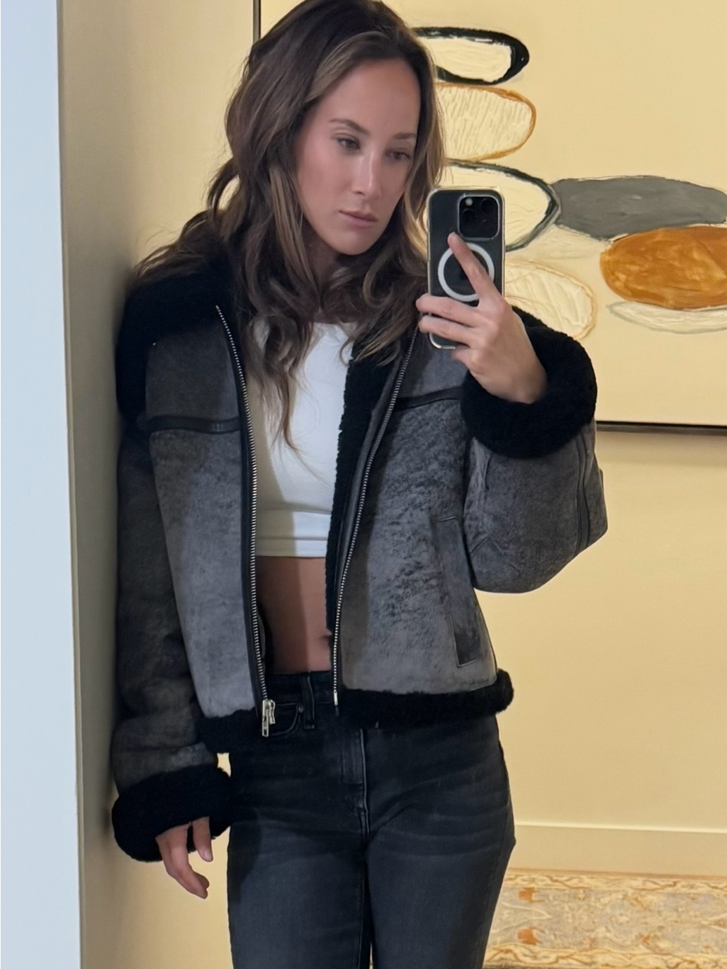 Meotine Eloy Shearling Jacket Dusty Grey Xs/S Oversized $1,350 Retail — image 3 of 7